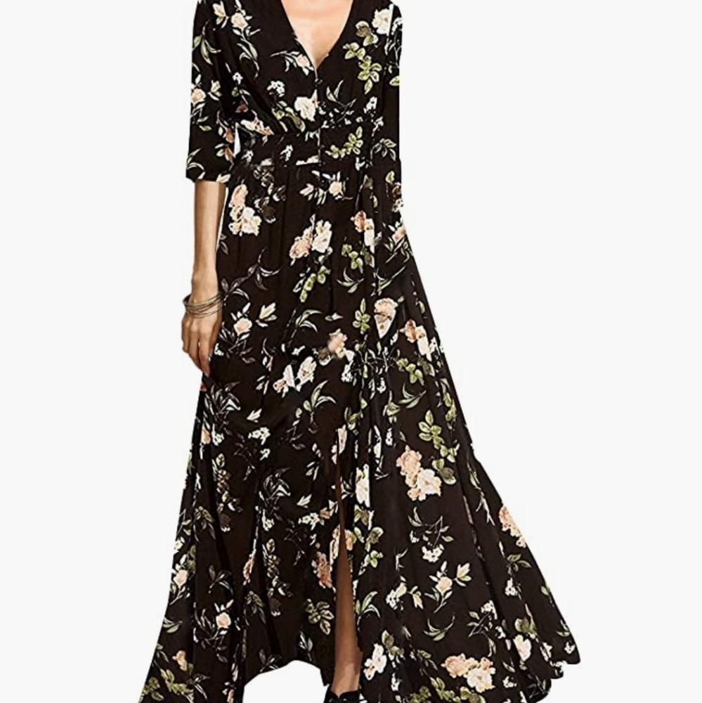 Milumia Button up split summer floral dress - Picture 3 of 4